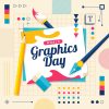 Flat World Graphics Day Illustration – Global Celebration Vector Art